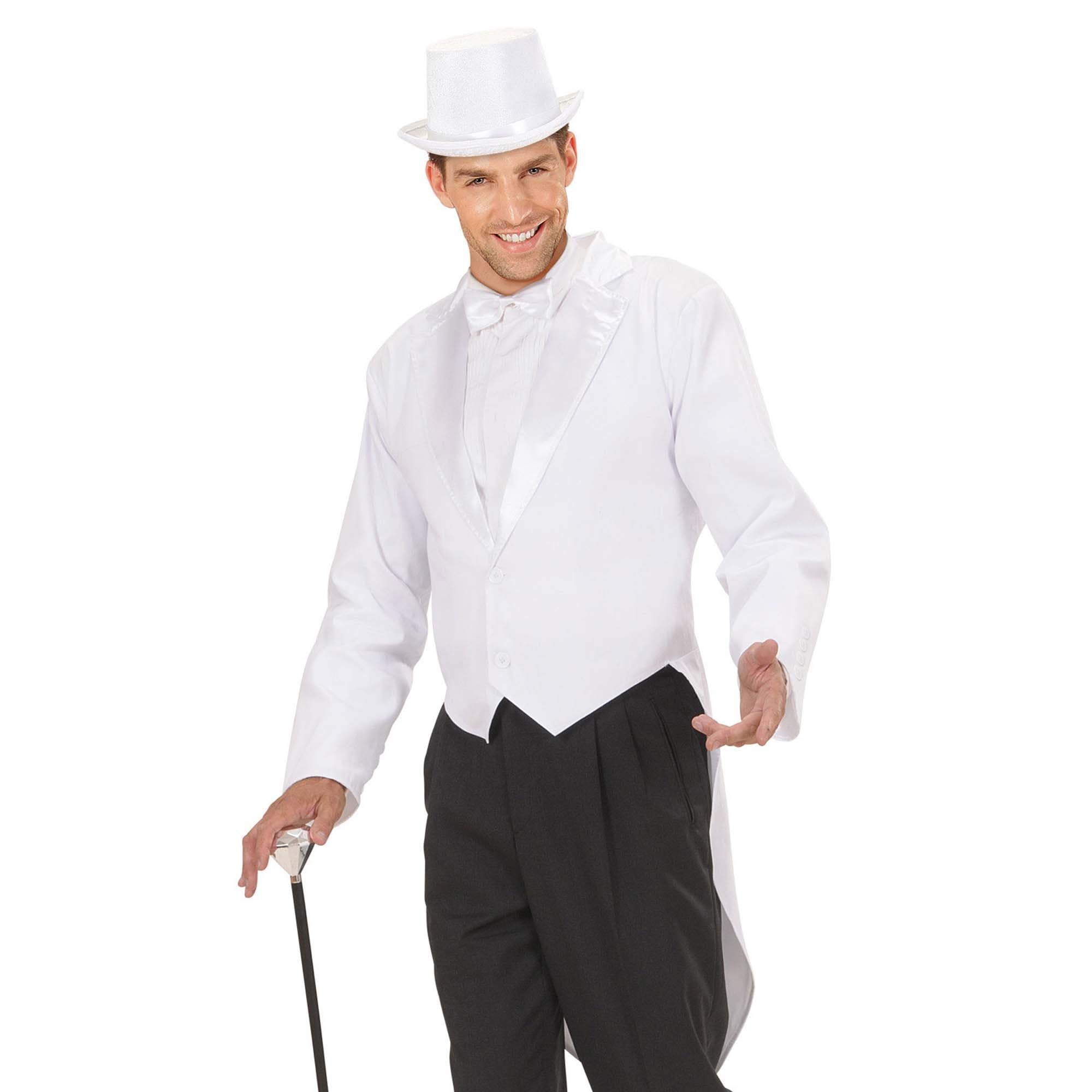 Mens White Lined Tailcoat Costume Medium for Hardy Hollywood Film Fancy Dress