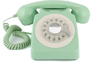 GPO 746 Rotary 1970s-style Retro Landline Phone - Curly Cord, Authentic Bell Ring