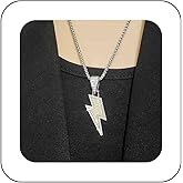 Jugielu Boho Crystal Lightning Bolt Necklace Cz Lightning Pendent Necklace Silver Italian Chain Choker Necklace Thunder Necklace Thunderbolt Chain Necklace Jewelry for Women