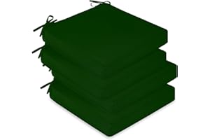 downluxe Waterproof Outdoor Chair Cushions Set of 4, 19" x 19" x 3" Patio Chair Cushion with Non-Slip Ties & Handle, Square Outdoor Cushion for Patio Furniture with Removable Cover, Forest Green