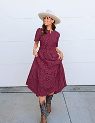 ZESICA Women's 2025 Summer Short Sleeve Maxi Dress