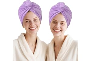 AGKXHDEC 2 Packs Microfiber Towel, Hair Turbans for Wet Hair, Drying Hair Wrap for Women(Purple-2pcs)