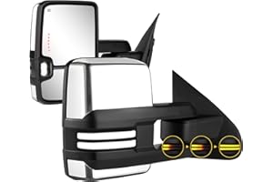 SANOOER Towing Mirrors Chrome Switchback for 2014-2018 Chevy Silverado GMC Sierra with Power Glass Turn Signal Light Backup Lamp Heated Extendable Pair Set