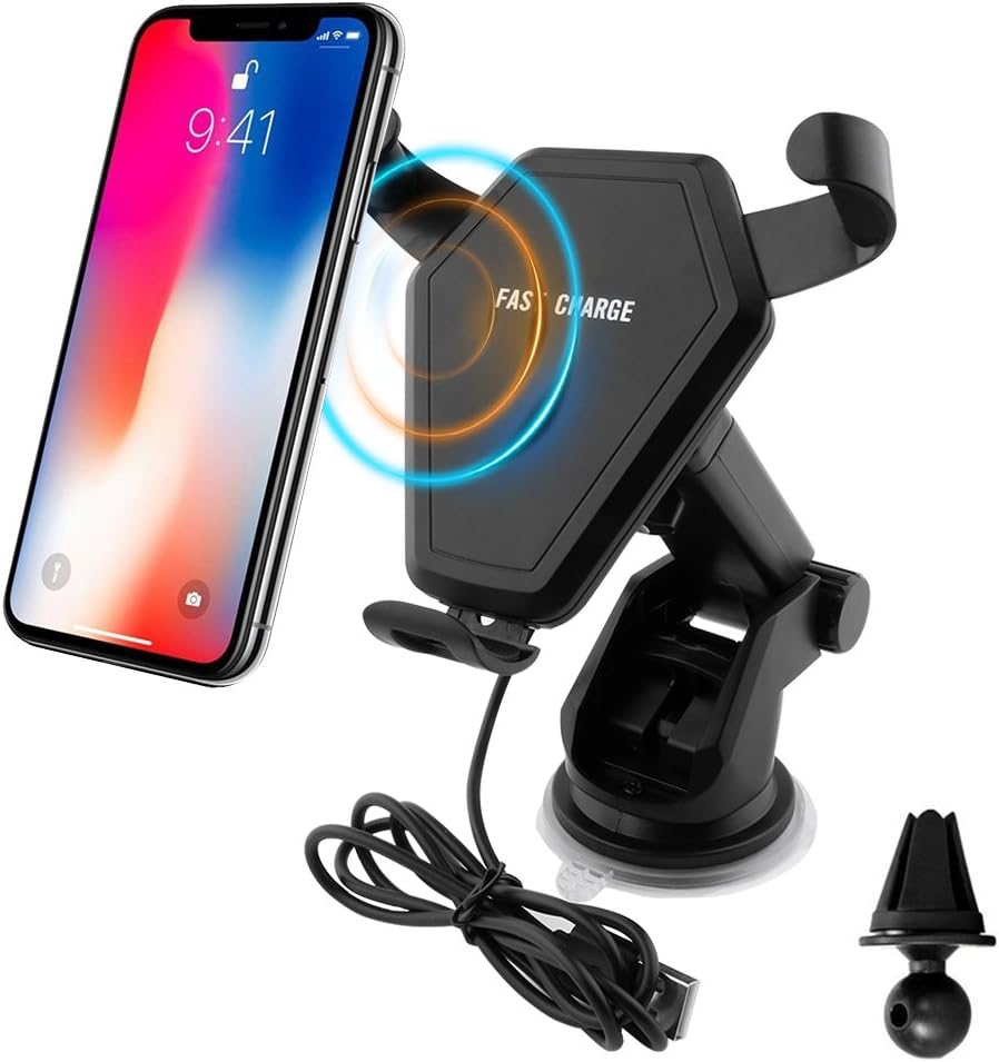 Wireless Car Charger, Sadun Qi Fast Wireless Charging Car Mount Gravity Linkage Air Vent Phone Holder for iPhone X/8/8 Plus, Samsung Galaxy Note 8/5,S8+,S7,S6 Edge+,Compatible with All Qi-Enabled