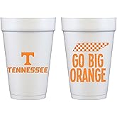 Officially Licensed University of Tennessee Logo / Go Big Orange (GBO) Printed Foam Disposable Cups 16 oz - Insulated Coffee Cups 10 Pack - Cute Cup set for game day, Tailgating, Football Party Favors