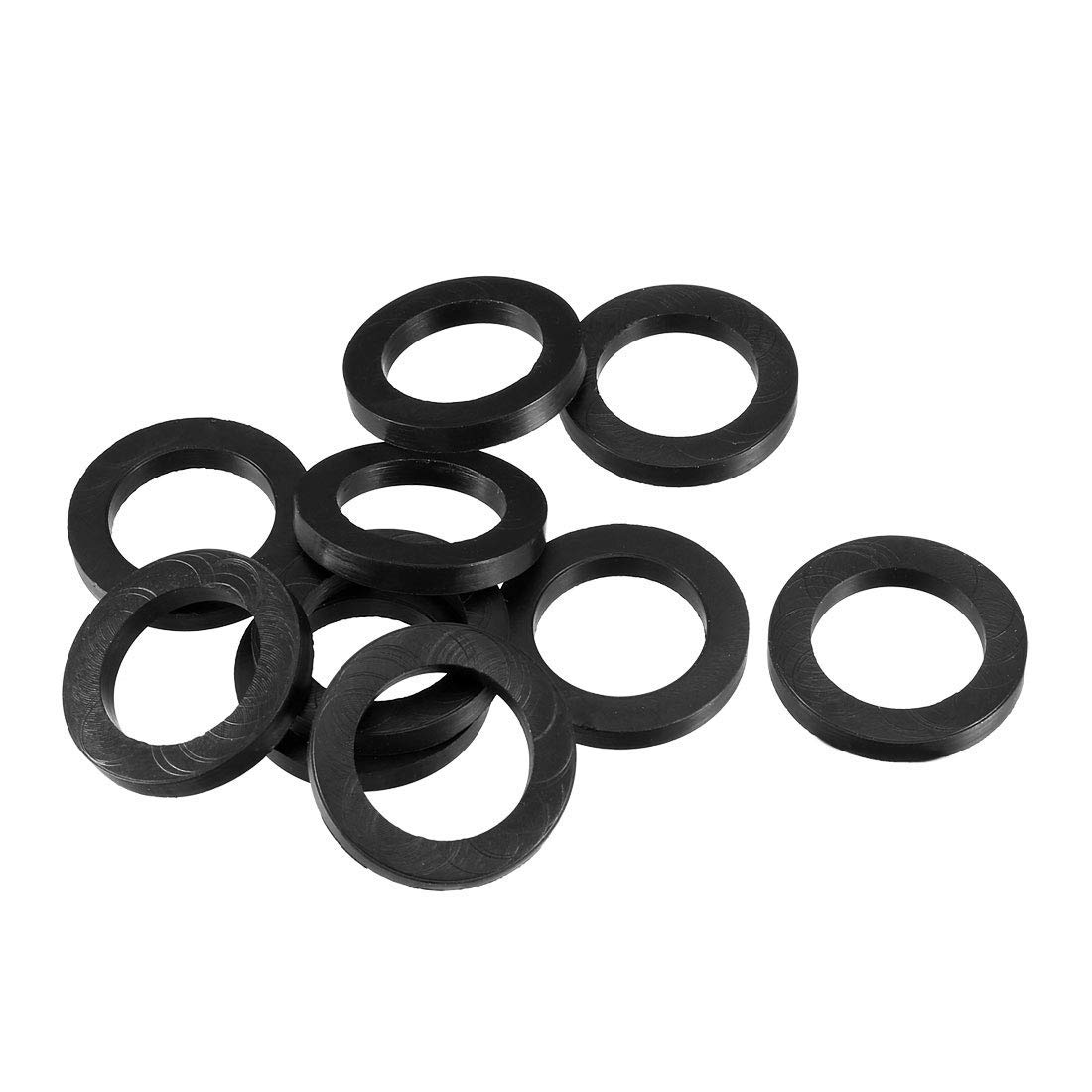 TOP-VIGOR 10Pcs Rubber Flat Washers, 24mm OD 16mm ID 3mm Thickness Heavy Duty Black Rubber Grommet Vibration Damping Pads Sealing Gasket Washers for Faucet Pipe Water Hose Fastener Bolt