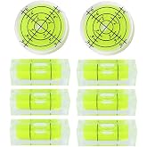 LAIESYA 8Pcs Small Bubble Spirit Level Mini Square Levels Measuring Tools for Balancing Frame, Mural, Picture Hanging, Turntable, Tripod, Camera, Phonograph, 10x10x29mm, 32x7mm (Set A)