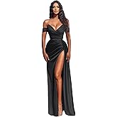 Prom Dresses Satin Ball Gown 2025 Off Shoulder Mermaid Long Slit Beaded Formal Evening Party Bridesmaid Gowns for Women