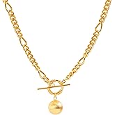 ORIGENCE Charm Necklace for Women, Gold Puffy Heart Ball Pendant Necklace Chunky Gold Heart Necklace for Women 18K Gold Plated Cuban Link Chain Necklace Fashion Necklaces for Women