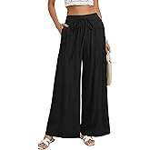 GRACE KARIN Womens Palazzo Pants Summer High Waist Boho Wide Leg Casual Flowy Pants Beach Vacation Outfits with Pockets