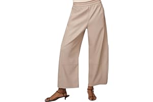Anoumcy Faux Leather Pants for Women High Waist Wide Leg PU Leather Barrel Palazzo Trousers Pants with Pockets
