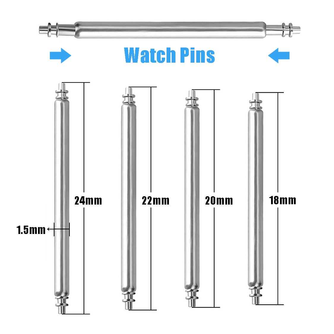 Watch Repair Kit, Spring Bar Tool Kit with Watch Strap Link Pin Remover/Watch Band Holder/Dual Head Hammer/Watch Pins(18 20 22 24 mm)/Pin Punches, Watch Repair Strap Removal Kit ideal for Watchmaker