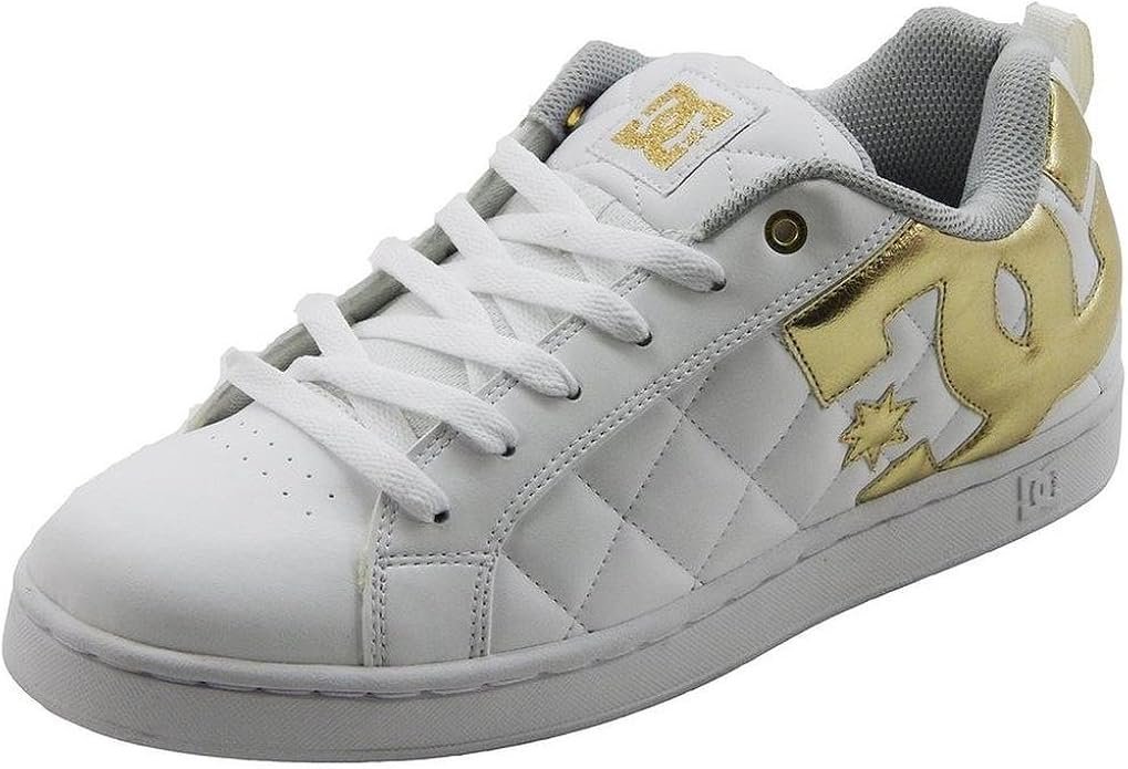 white and gold sneakers