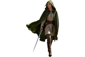 lckellong Renaissance Hooded Cloak Medieval Fantasy Cape with hood Unisex Wizard Witch Cape Halloween Cosplay Costume