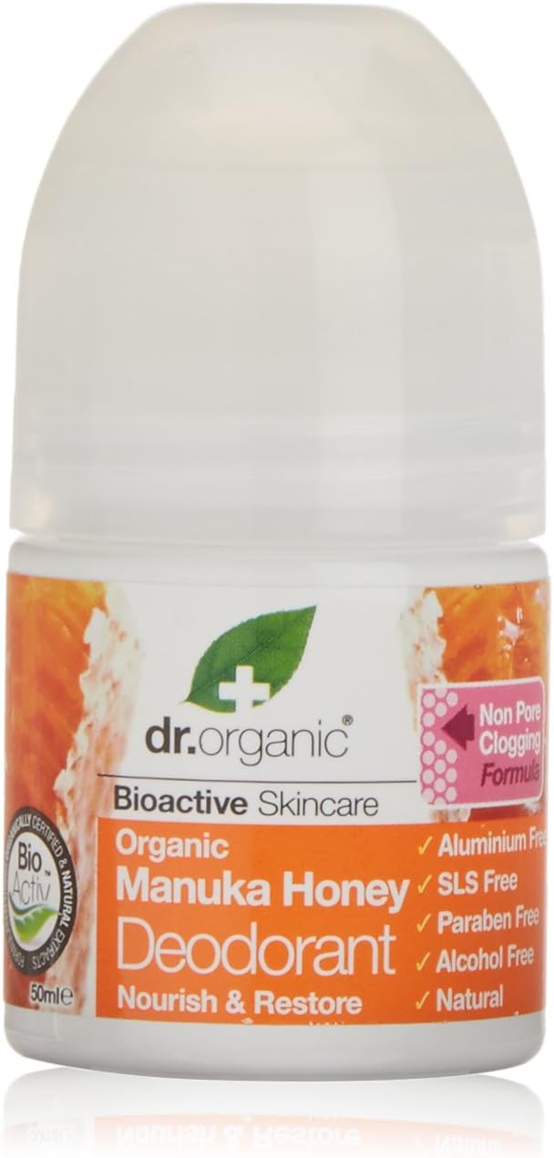 Dr Organic Manuka Honey Deodorant, Aluminium Free, Mens, Womens, Natural, Vegetarian, Cruelty-Free, Paraben & SLS-Free