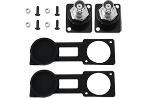 YINETTECH 2 Sets 50 Ohm BNC D-Type Panel Mount Connector 31x26mm with Waterproof Cover for Broadcast Security Monitoring Comm