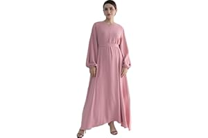 Jazvano Women Classic Abaya Dress Eid Prayer Clothes Dubai Women Robe Islamic Salah Muslim Robe Soft Jilbab