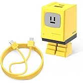 Aolcev USB C Cable for iPhone 17 Charger Fast Charging Robot USB C Wall Charger Block 30W Type C Cord Cute Fast Charging Blocks for iPhone 16 15 Pro Max iPad Galaxy S25 Phone Charging for Women Yellow