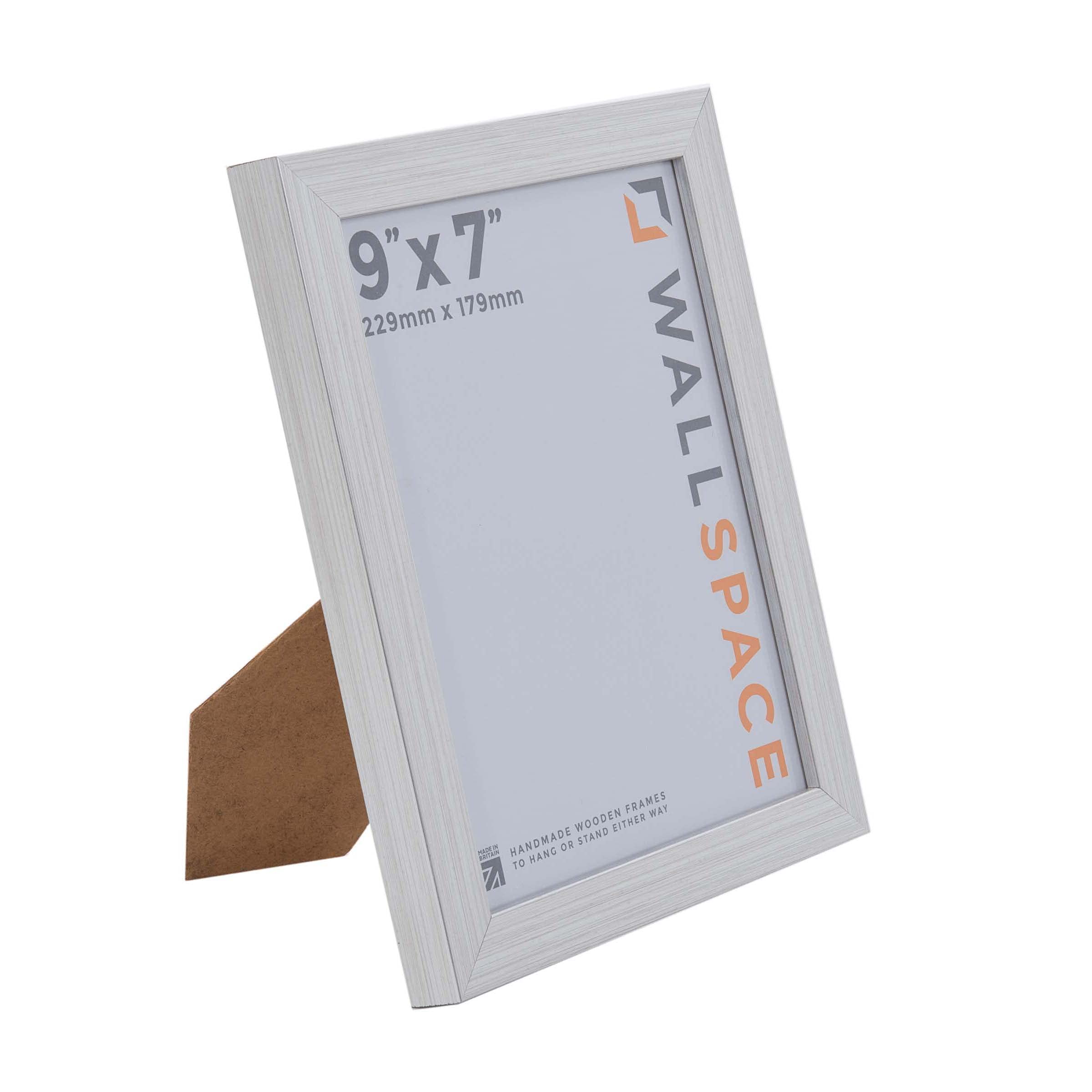 Wall Space 9x7 Silver Picture Frame | Silver 7x9 Photo Frame | 9 x 7 inch | 229x178mm | 22.9x17.8cm | Solid Wood Wooden with Real Glass | Handmade in UK