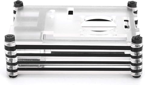 Dgtrhted Múltiples Capas de acrílico Exterior Carcasa de la cámara Soporte de Montaje Compatible Ventilador de refrigeración for Raspberry Pi 4B Placa Madre