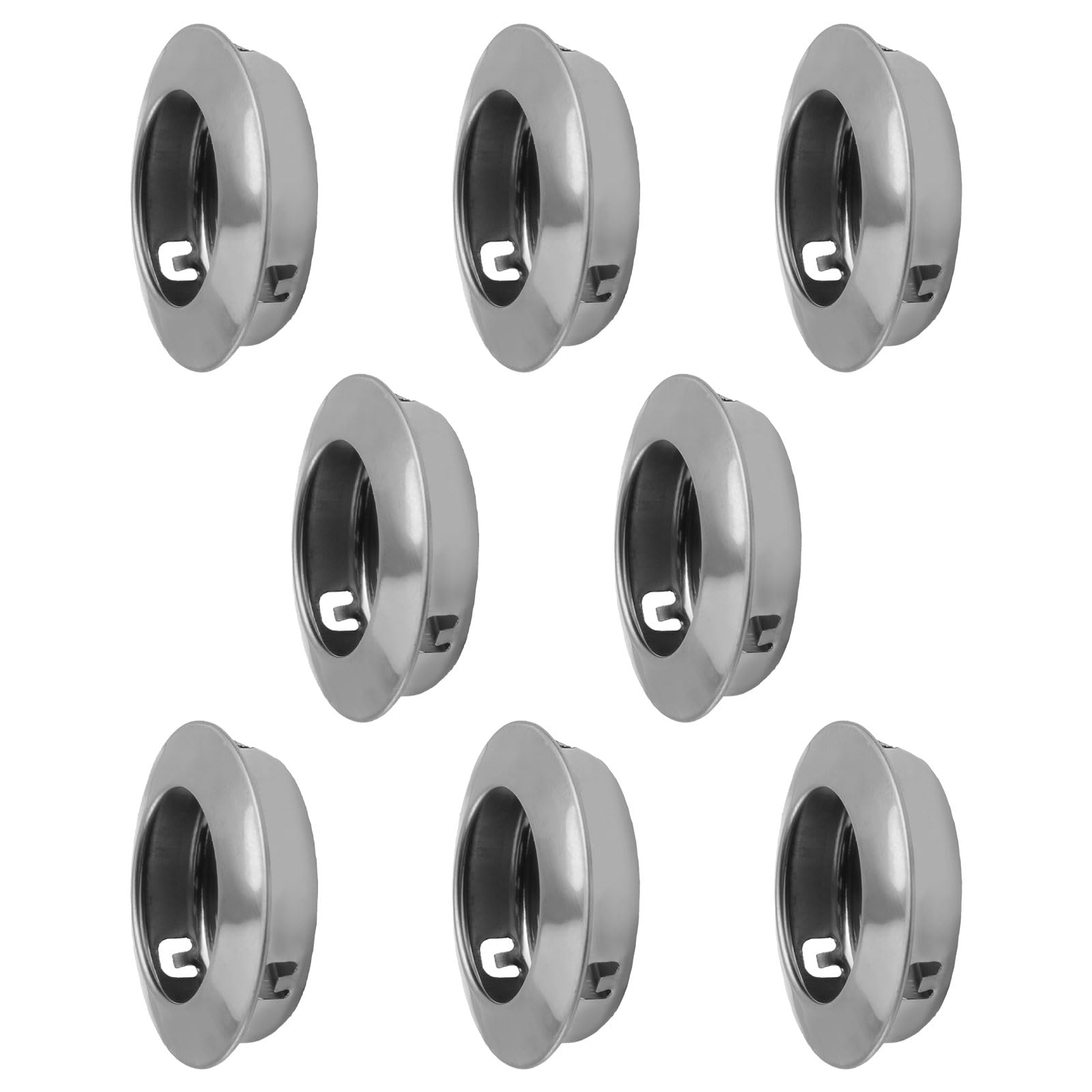 MOROBOR 8 Pack Round Sliding Closet Door Handles, Flush Pull Door Handle Stainless Steel Sliding Barn Door Pulls Recessed Kitchen Cabinet Handles Invisible Door Handle (Silver)