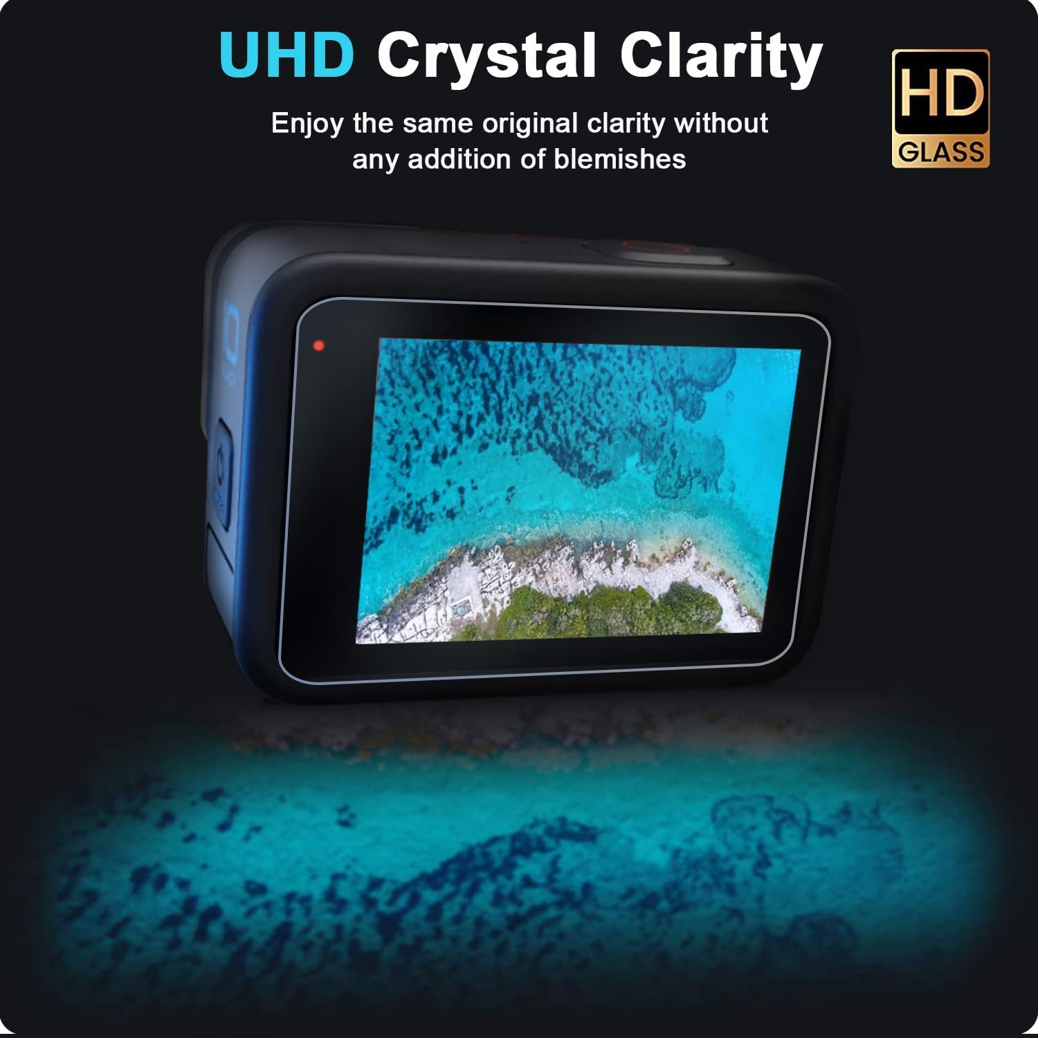 FiTSTILL 10PCS Screen Protector for Go Pro Hero 12/Hero 11/Hero 10/Hero 9 Black,3 Pack Ultra lear Tempered Glass Screen protector+1pcs Rubber Lens Protective cover Accessories Kit