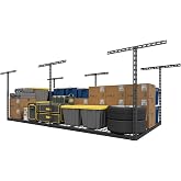 4X8FT Overhead Garage Storage Rack 750LBS Capacity, 26"-40" Height Adjust | No Sagging, More Load-bearing, Rust Resistant, Ceiling Mount, Heavy Steel Garage Ceiling Storage Racks, Black
