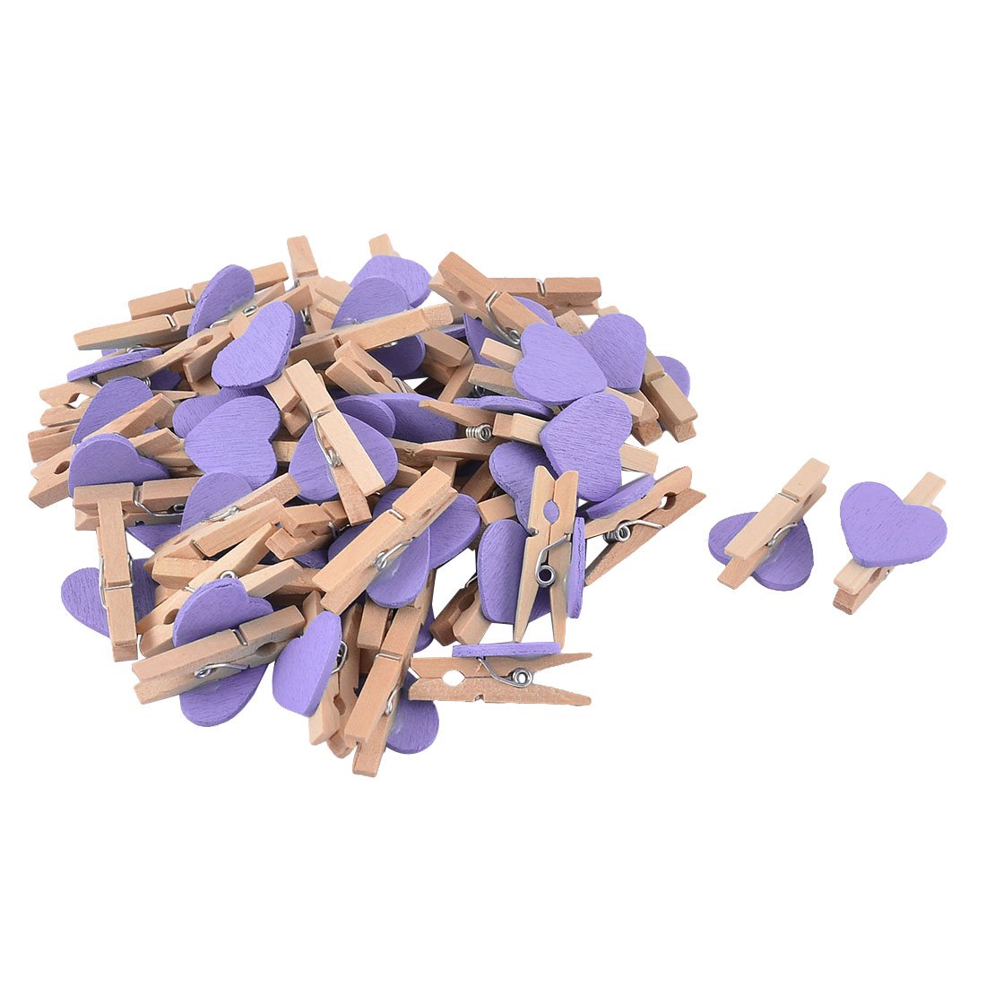 Sourcingmap Card Photo Paper Love Heart Crafts Spring Pegs Mini Wooden Plastic Art Suppllies Multi-Purpose Clip 50pcs Purple