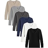 Womens Ultra Soft Long Sleeve Top | UV Sun Protection | Base Layer | All Season Performance V Neck Shirt | Multi Packs