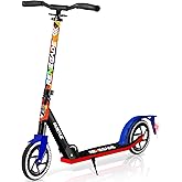 Hurtle Renegade Kick Scooter for Kids, Teenagers & Adults - 2-Wheel Folding Scooter with Adjustable T-Bar Handlebar - Alloy Anti-Slip Deck