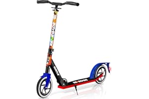 Hurtle Renegade Kick Scooter for Kids, Teenagers & Adults - 2-Wheel Folding Scooter with Adjustable T-Bar Handlebar - Alloy Anti-Slip Deck