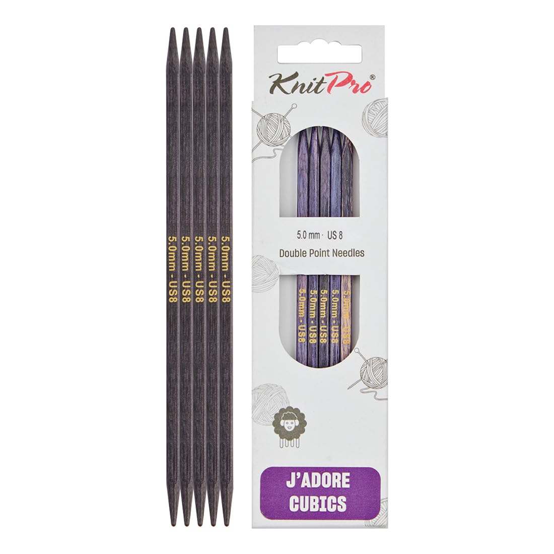 KnitPro J’Adore Cubics Double Pointed Needles 8" (20cm) | 5.00mm