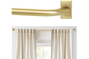 ZYRW Gold Curtain Rod, Room Darkening Rods for Windows 28 to 48 Inches(2.3-4Ft), Wrap Around Curtain Rods, Heavy Duty Blackout Drapery, Modern Decorative Window Treatment Rod, Gold