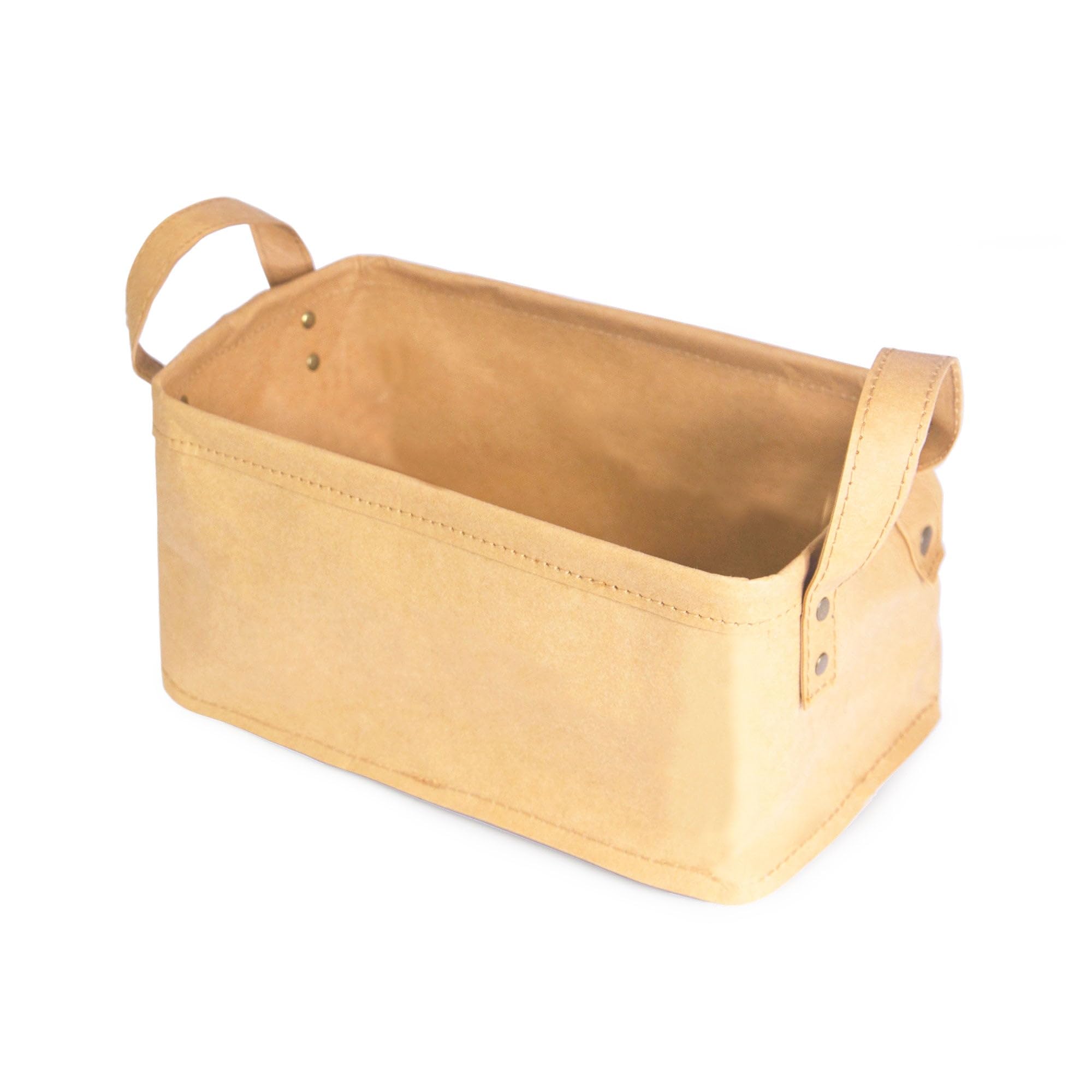 Compactor Ecologik Storage Basket with Handles, Eco-Friendly Wood Pulp, Biodegradable and Compostable, Plastic Free, 28 x 18 x 13cm, Light Brown, RAN10252