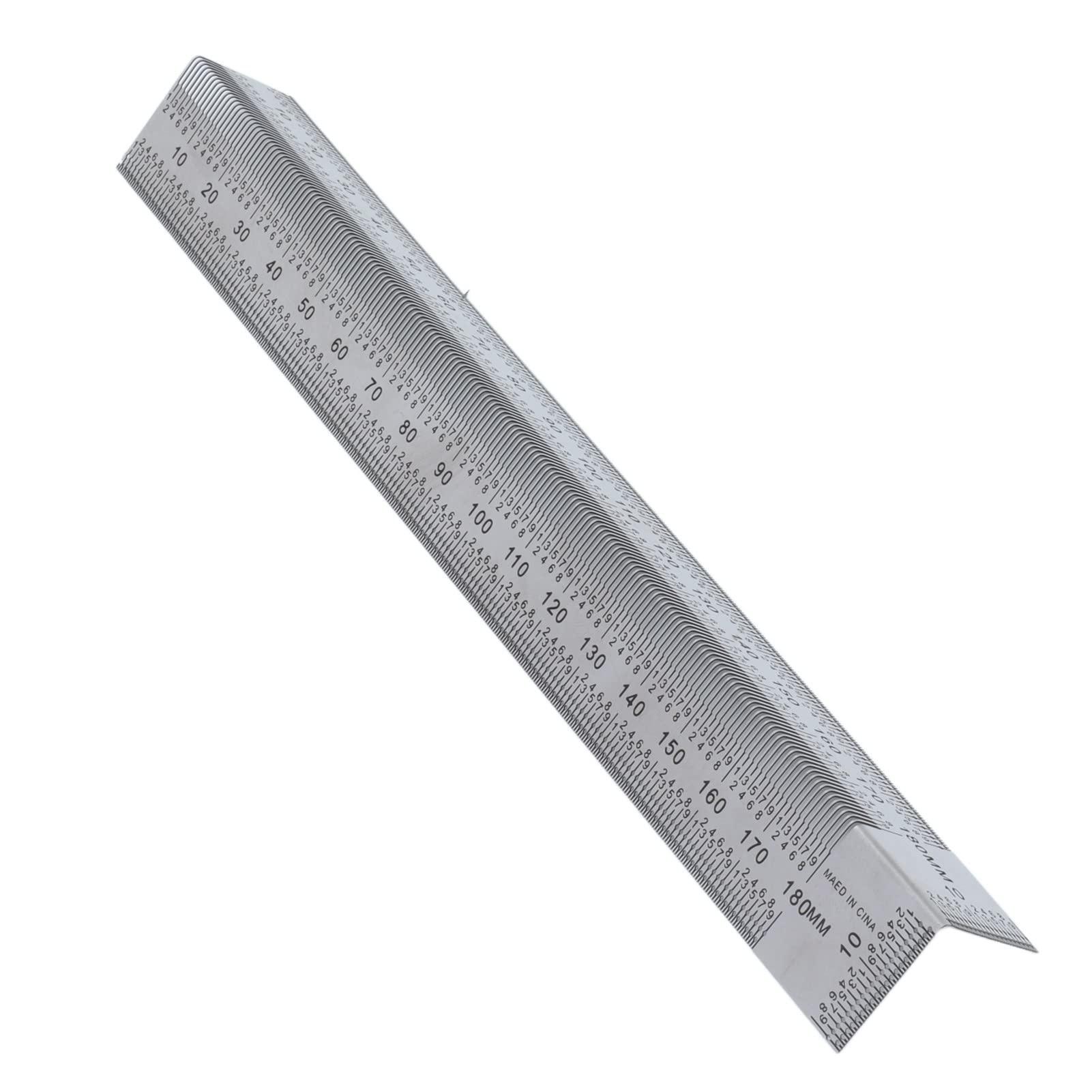 Accuracy Bend Ruler Stainless Steel 90° Dual-Surface Scribing Line Tool for Woodworking Carpenter Squares 0‑180mm/0-7.10in