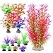 KIBUN 16 Piece Set Aquarium Decor Fish Tank Decoration Ornament Artificial Purple/Navy/Green/Red Plastic Plant (16 Piece Type I)thumb 1
