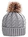 Simplicity Slouchy Beanies Women Hat Winter Hat Hand Knit Faux Fur Pompoms Beanie for Women Grey