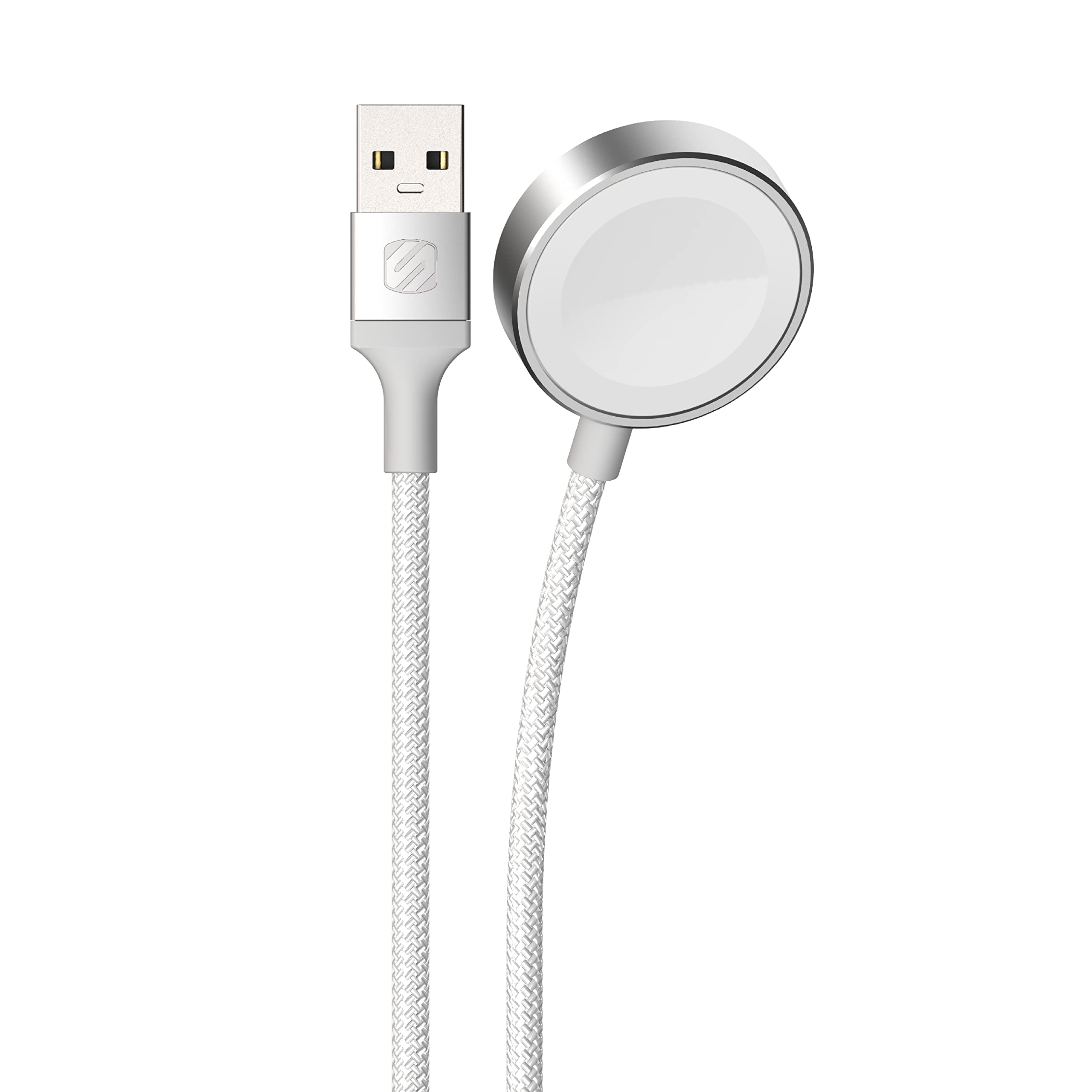 Scosche AWAB4WT-SP Magnetic Portable Apple Watch Charger, Fast Charging Cable, iWatch Charger Cord Compatible with Apple Watch Series 10/9/8/7/6/5/4/3/2 Ultra 2/SE