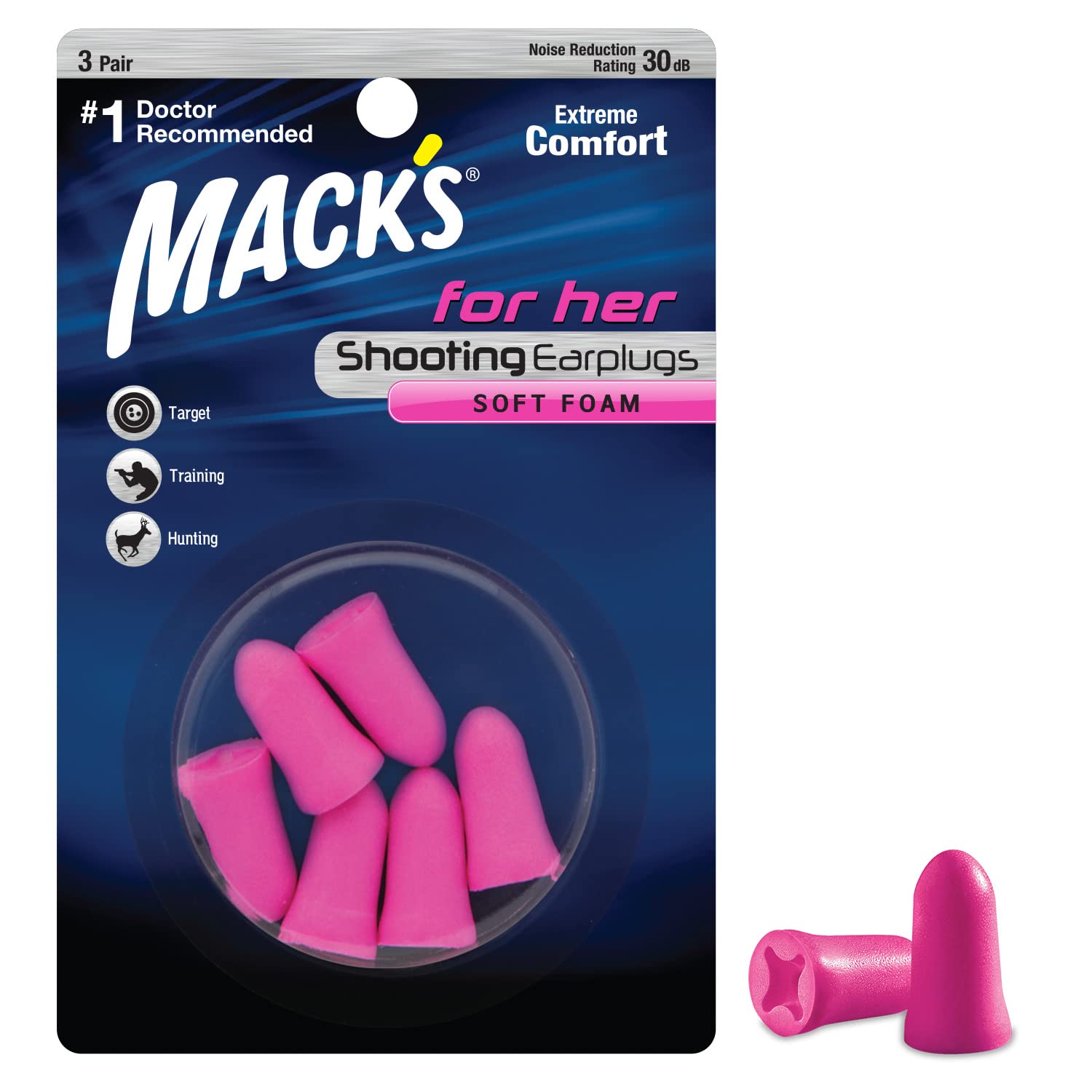 Mack's Shooters For Her Foam (3-Pair) Blister Pack Earplugs