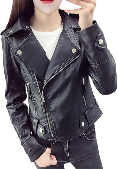 Bolawoo Mujer Chaquetas De Cuero Otono Elegante Cuero Artificial Chaquetas Cuero Fiesta Party Slim Fit Metalizado Botonceremonia Cortas Chaqueta De Cremallera De Solapa Abrigos Amazon Es Ropa Y Accesorios