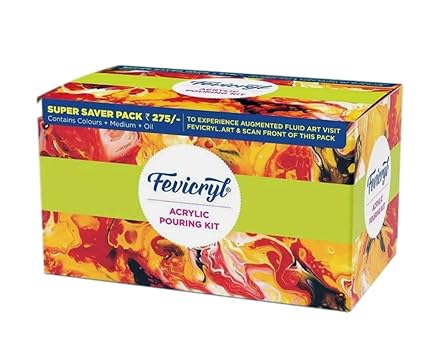 Pidilite Fevicryl Fluid Acrylic Pouring DIY Kit, Acrylic Colours for DIY Craft