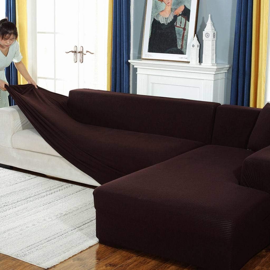 SHAFAJNC Solid Color Anti-Slip Anti Scratch Couch Cover,1 2 3 4 Seater Stretch Elastic Sofa Slipcover Spandex Sectional L Shape Sofa Cover Pets Kids Children Dog Cat-E-Oversized sofa