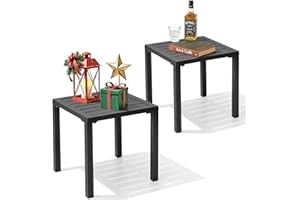 Crestlive Products Aluminum Outdoor Side Table Set of 2, Pool Lounge Chair Side Table, Weather Resistant Small Square Coffee End Table for Patio, Yard, Garden, Porch, Deck, Outdoor