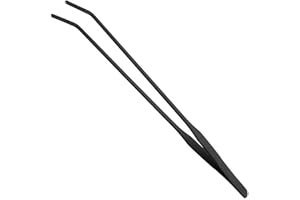 EvaGO 15 inch Black Curved Aquarium Tweezers Stainless Steel Curved Tweezer with Carbonation Protection Coating Against Rust 