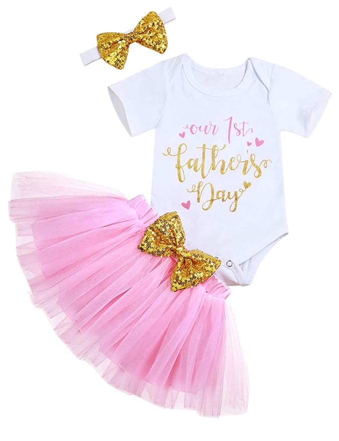 Buy Our 1st Father's Day Infant Baby Girl Outfits Letter Printed Romper