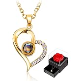 Taki | I Love You In 100 Languages Women's Stainless Steel With Heart Stone Necklace - Foto 6