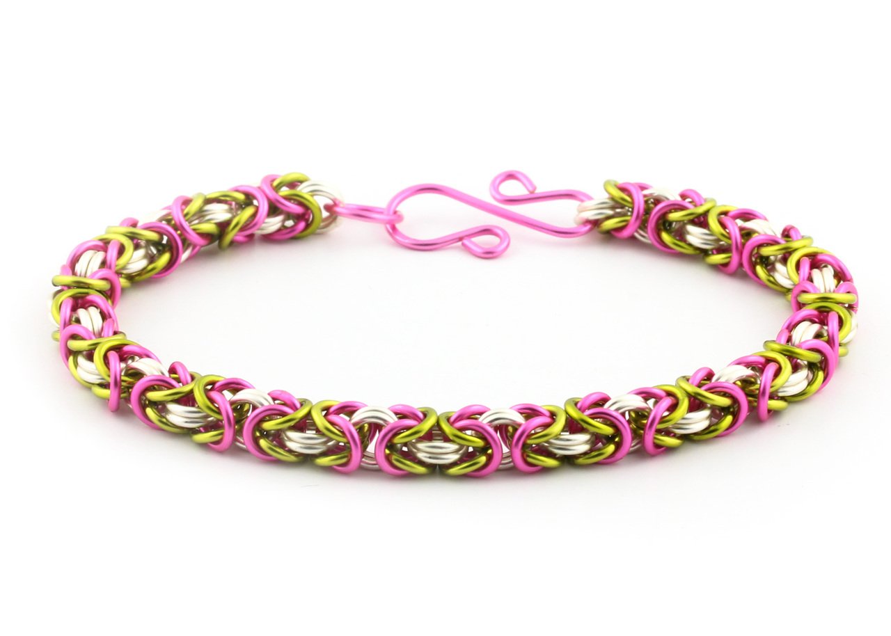 Weave Got Maille 3-Color Byzantine Chain Maille Bracelet Kit, Peony