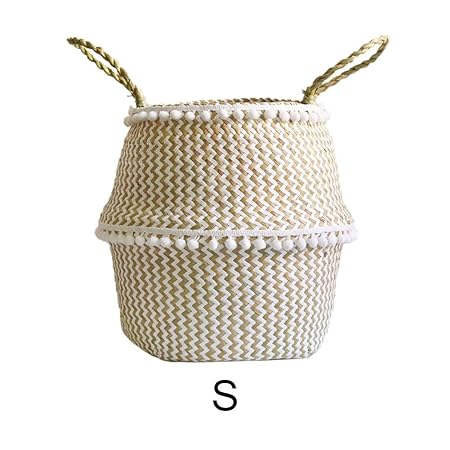 precauti Cesta de Almacenamiento Tejida a Mano con asa Almacenamiento