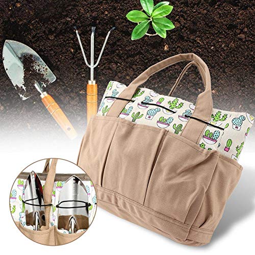 Wifehelper Garden Tool Bag Canvas Wear-Resistant Waterproof Lightweight Multi-Purpose Organizer Diaper Bag Holder Market Tote - Thumbnail 5