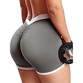 SEASUM Workout Scrunch V Back Booty Shorts for Women Two-Tone High Waisted Gym Yoga Bottoms